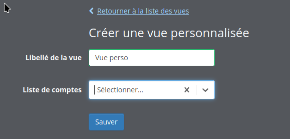 Capture d'écran montrant l'interface de création d'une vue